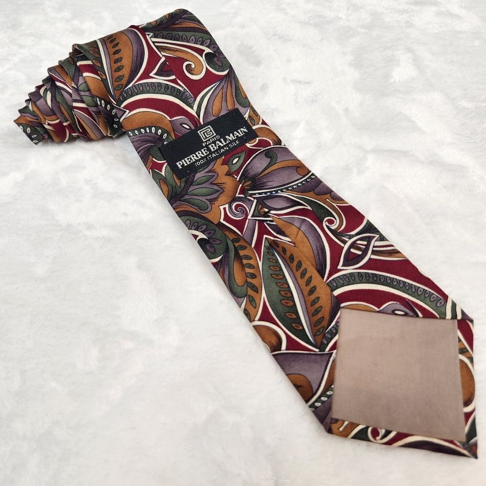 VTG Pierre Balmain 100% Silk Floral Tie
